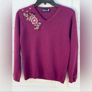 Women's VTG Tulchan wool blend sweater V-neck long sleeves M